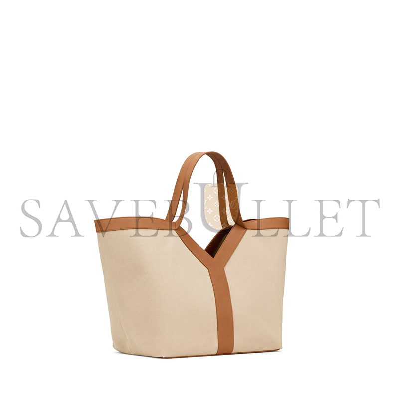 YSL Y TOTE IN CANVAS AND LEATHER 817602FAC7T9856 (38*33*16cm)